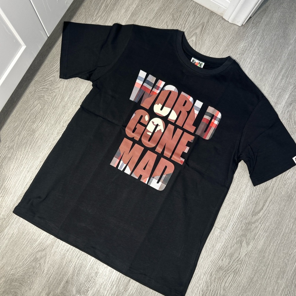 Bape Black 'World Gone Mad' Kids Tee